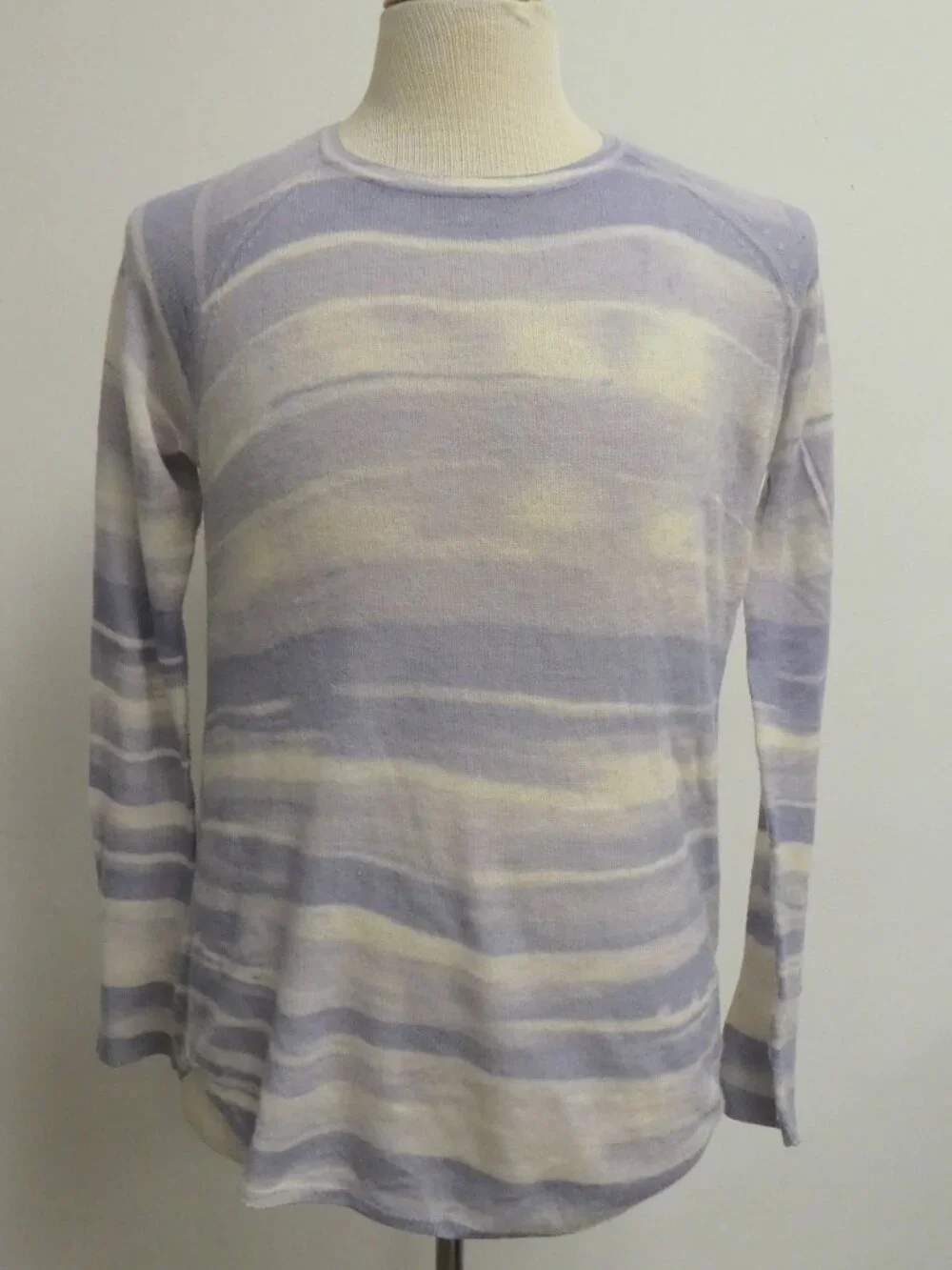 VINCE BLUE STRIPE 100% CASHMERE CREWNECK SWEATER S